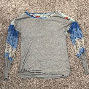 Anthropologie Tiny Brand Gray and Blue long Sleeve Long Tee